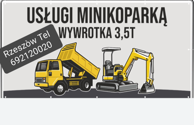 Usługi minikoparka oraz koparko ładowarka auto wywrotka Podkarpacie Rzeszów Krasne tel 692120020 - Zdjęcie 1