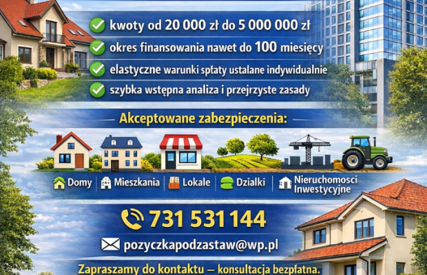 PRYWATNE  POZYCZKI POD ZASTAW NIERUCHOMOSCI - Zdjęcie 1