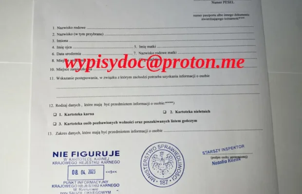 Zaświadczenie O Niekaralności Pełne - Zdjęcie 1