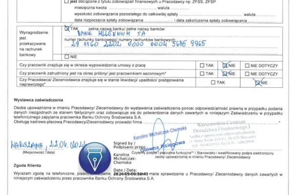 Zaświadczenie o Zatrudnieniu i Zarobkach - Zdjęcie 2
