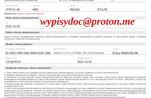 Badania Laboratoryjne, Faktury, Polisy, Świadectwa Pracy, Za - Zdjęcie 1