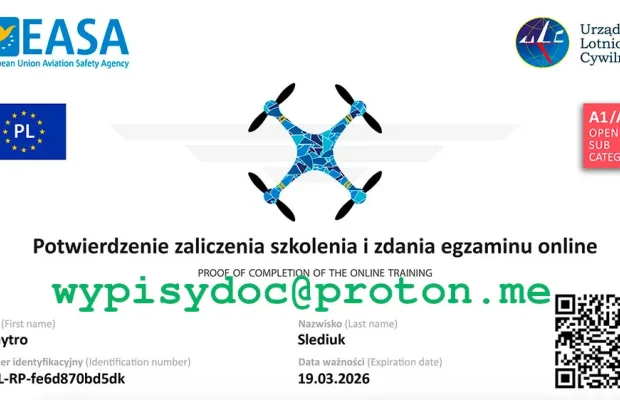 Certyfikat Kompetencji Pilota Drona A2 oraz A3 - Zdjęcie 1