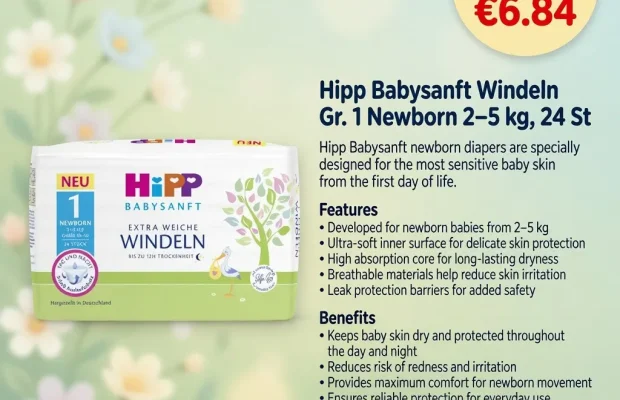 HiPP Babysanft Windeln Gr. 1 Newborn 2–5 kg – 24 szt. - Zdjęcie 1