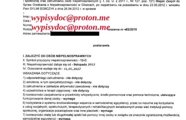 Orzeczenie O Niepełnosprawności: Stopień Lekki, Umiarkowany, - Zdjęcie 1
