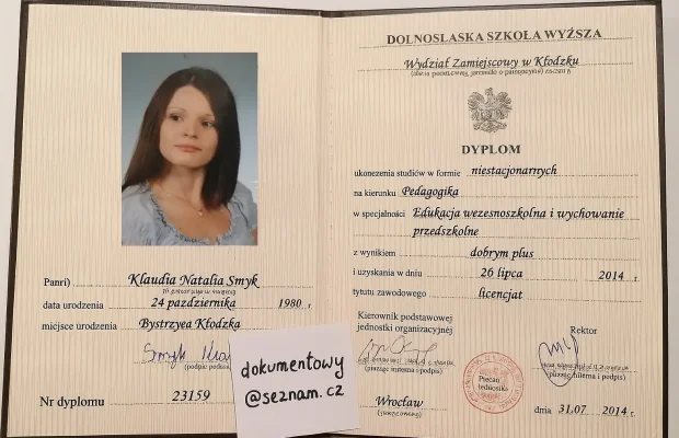 Dyplom Ukończenia Szkoły Wyższej -Dowolne Kierunki - Zdjęcie 1
