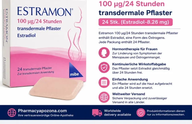 ESTRAMON 100 µg/24 godziny Plastry Transdermalne 24 plastry (Estradiol - Zdjęcie 1