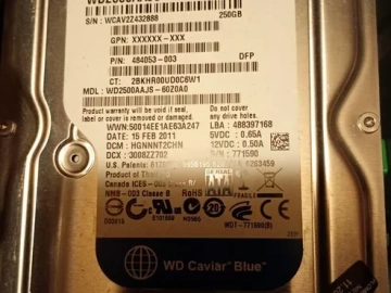 Zdjęcie: Dysk twardy o pojemności 250GB