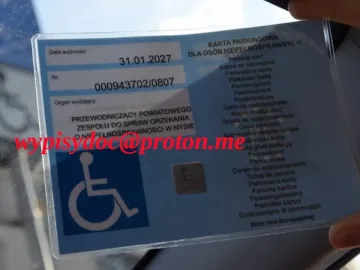 !HIT! Karta parkingowa osoby niepełnosprawnej. Oryginał tylk
