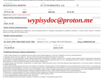 Badania Laboratoryjne, Faktury, Polisy, Świadectwa Pracy, Za