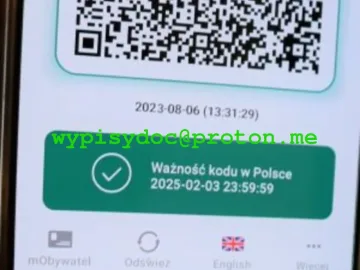 Zdjęcie: Poświadczenie Przyjęcia Szczepionki C19 lub innej Certyfikat