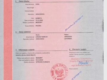 Akt Urodzenia Zgodność 1:1