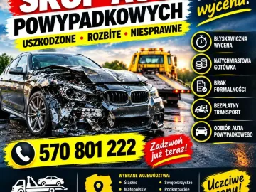 Skupujemy auta powypadkowe, uszkodzone mechanicznie